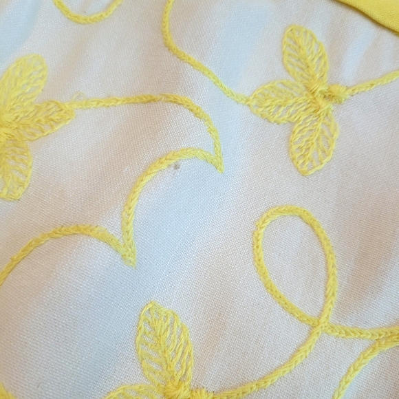 🐥 VTG Yellow & White 2-Pc Embroidered Dress Jacket Set Sz M - Picture 13 of 14